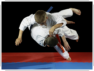 young men in judo throw