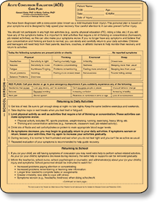 Acute Concussion Evaluation Care Plan