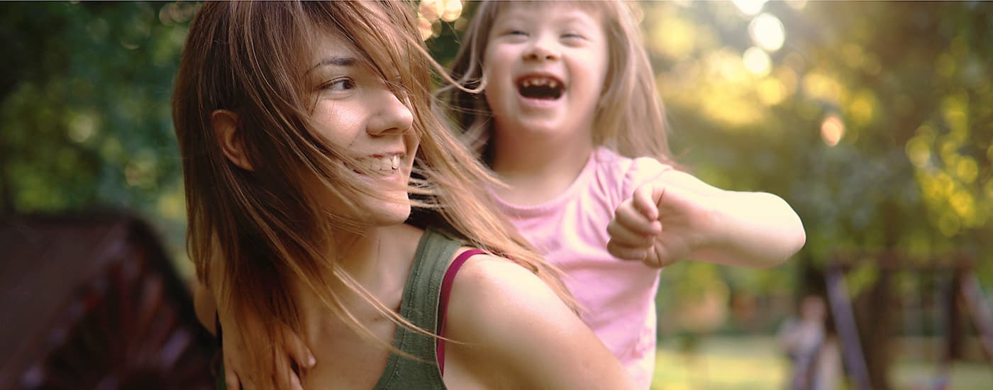 Mom and daughter having fun.