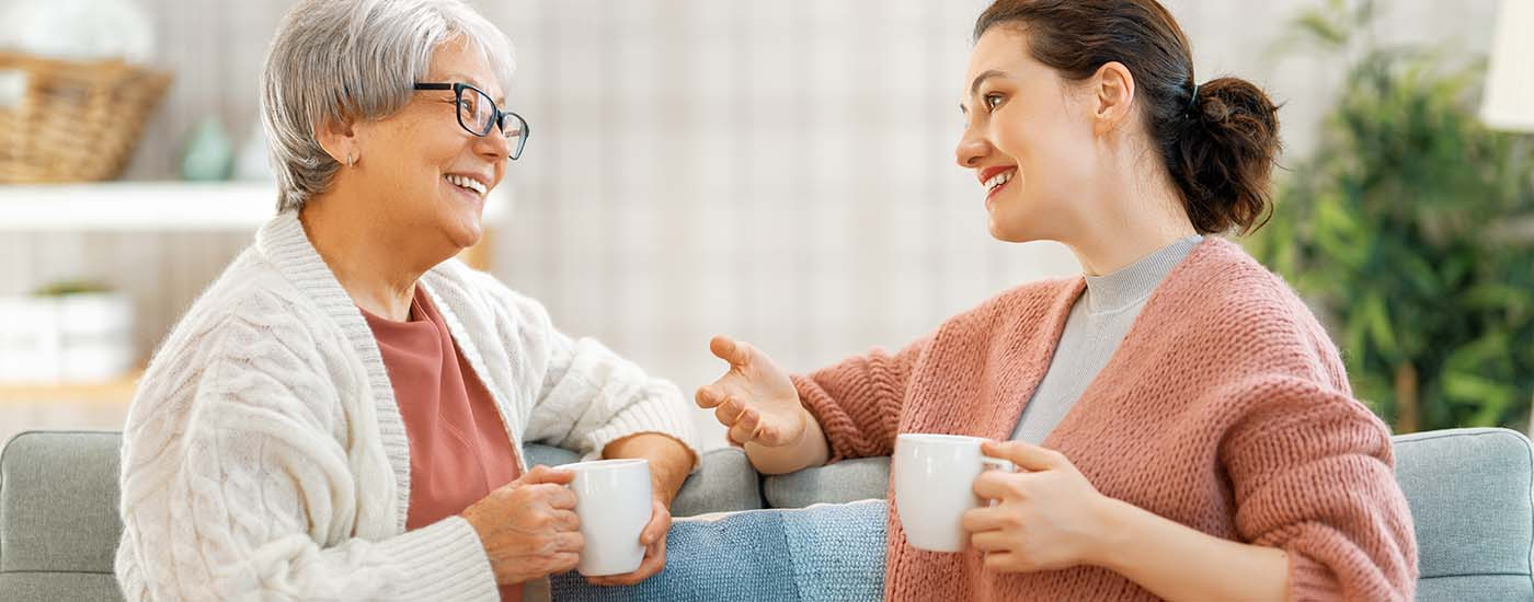 Older and young woman visiting