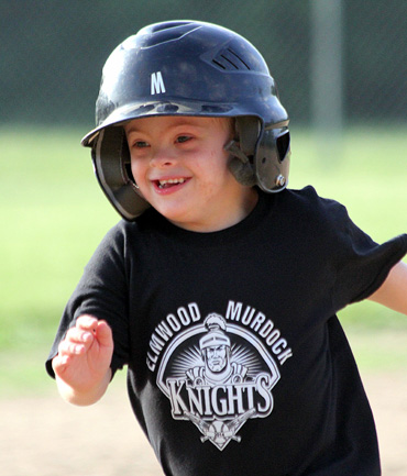 Young boy playing baseball