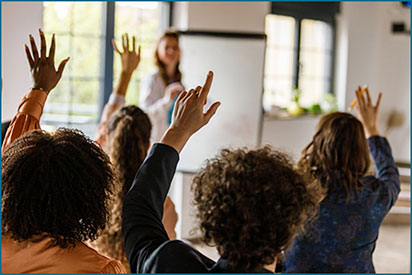 people raising hands