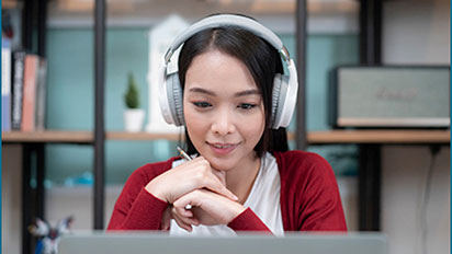 Woman looking at a computer screen